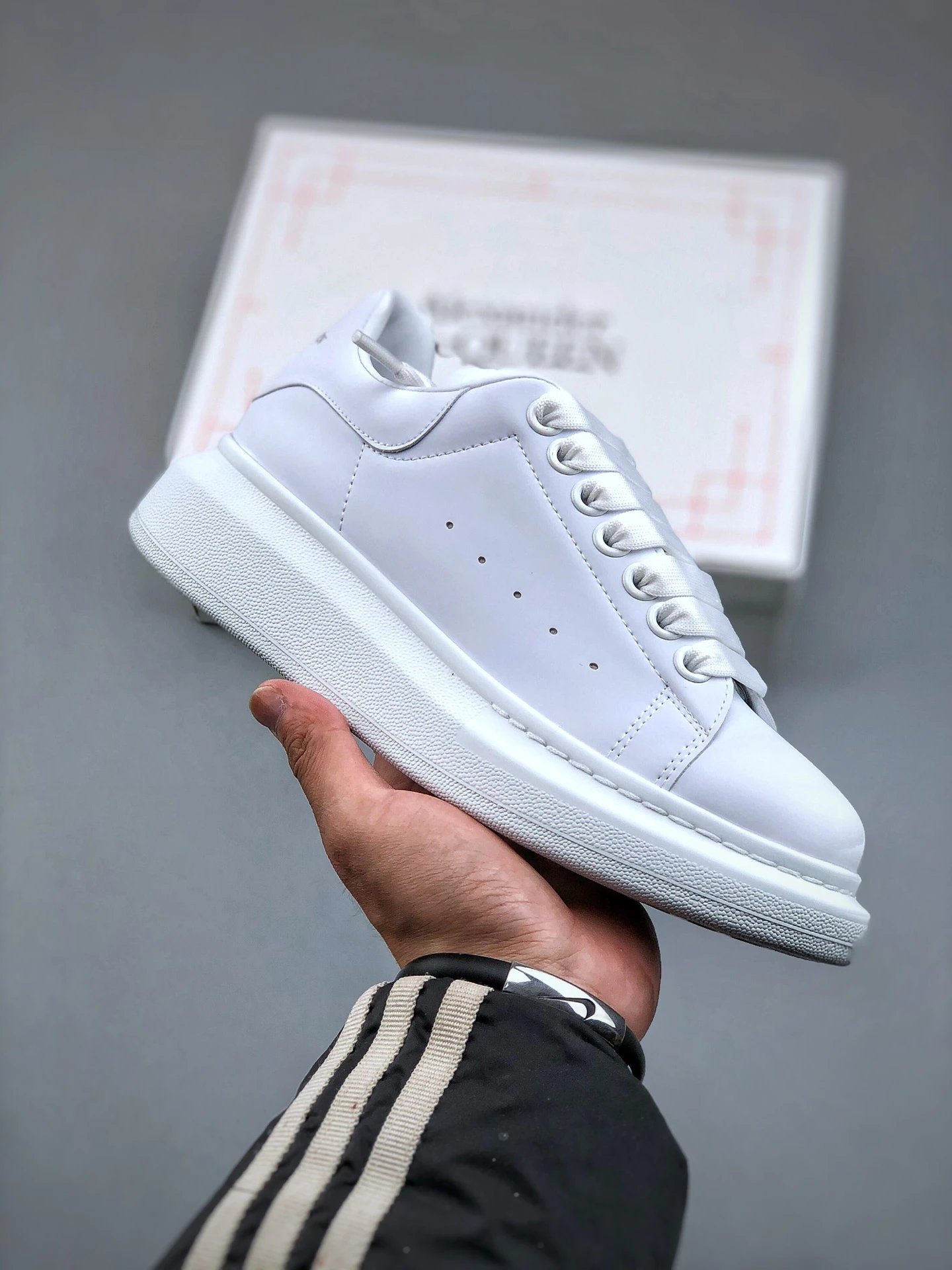 White Leather Platform Sneakers Casual Fashion Shoes