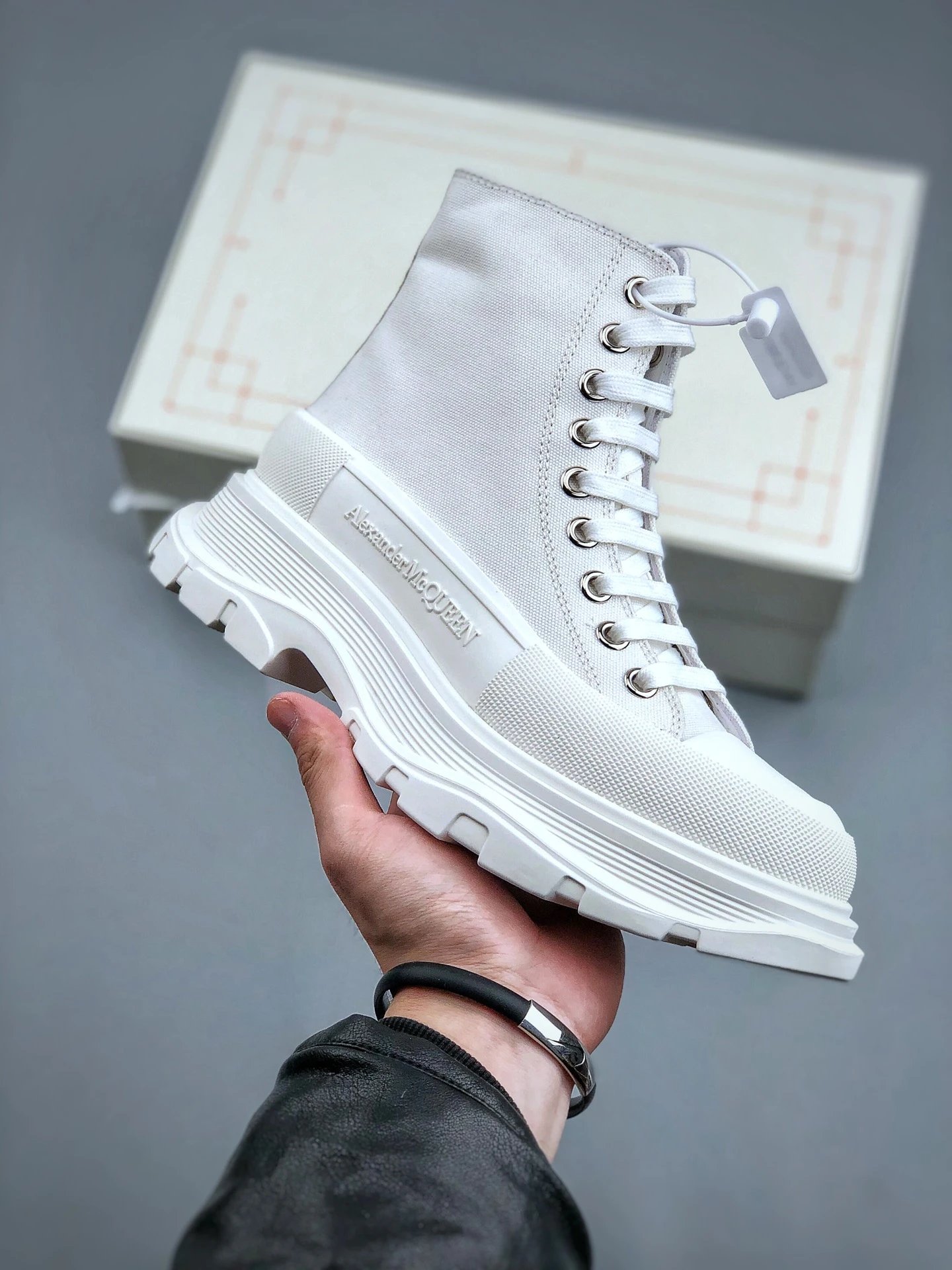 Alexander McQueen White Chunky Canvas High Top Sneakers