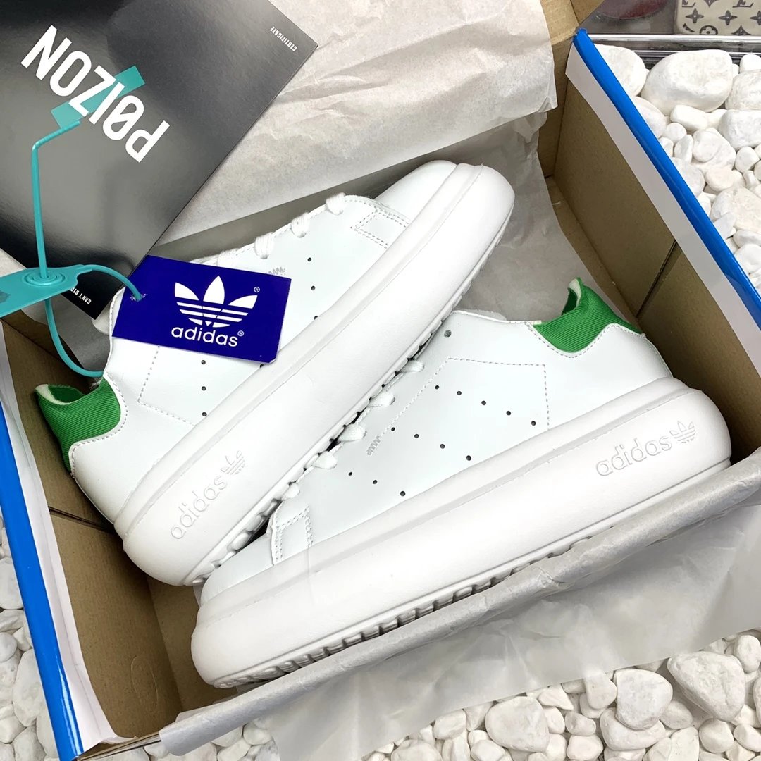Adidas Classic White Green Heel Leather Sneakers Shoes