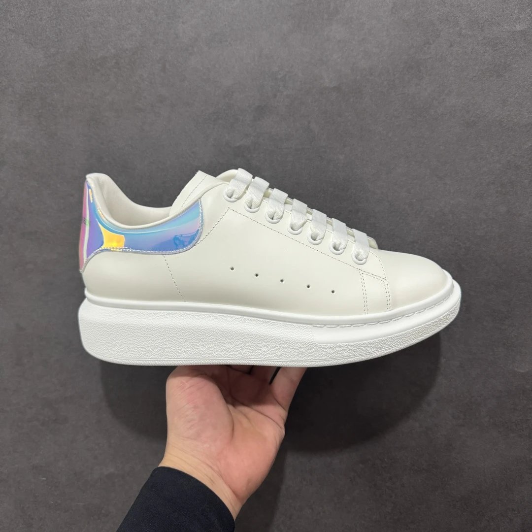 Alexander McQueen White Iridescent Leather Sneakers