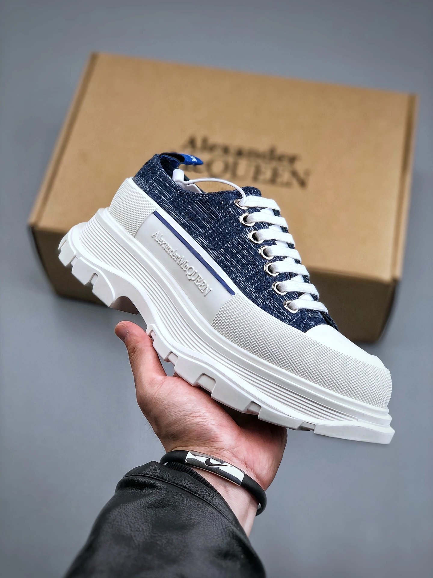 Alexander McQueen Chunky Denim White Sneakers