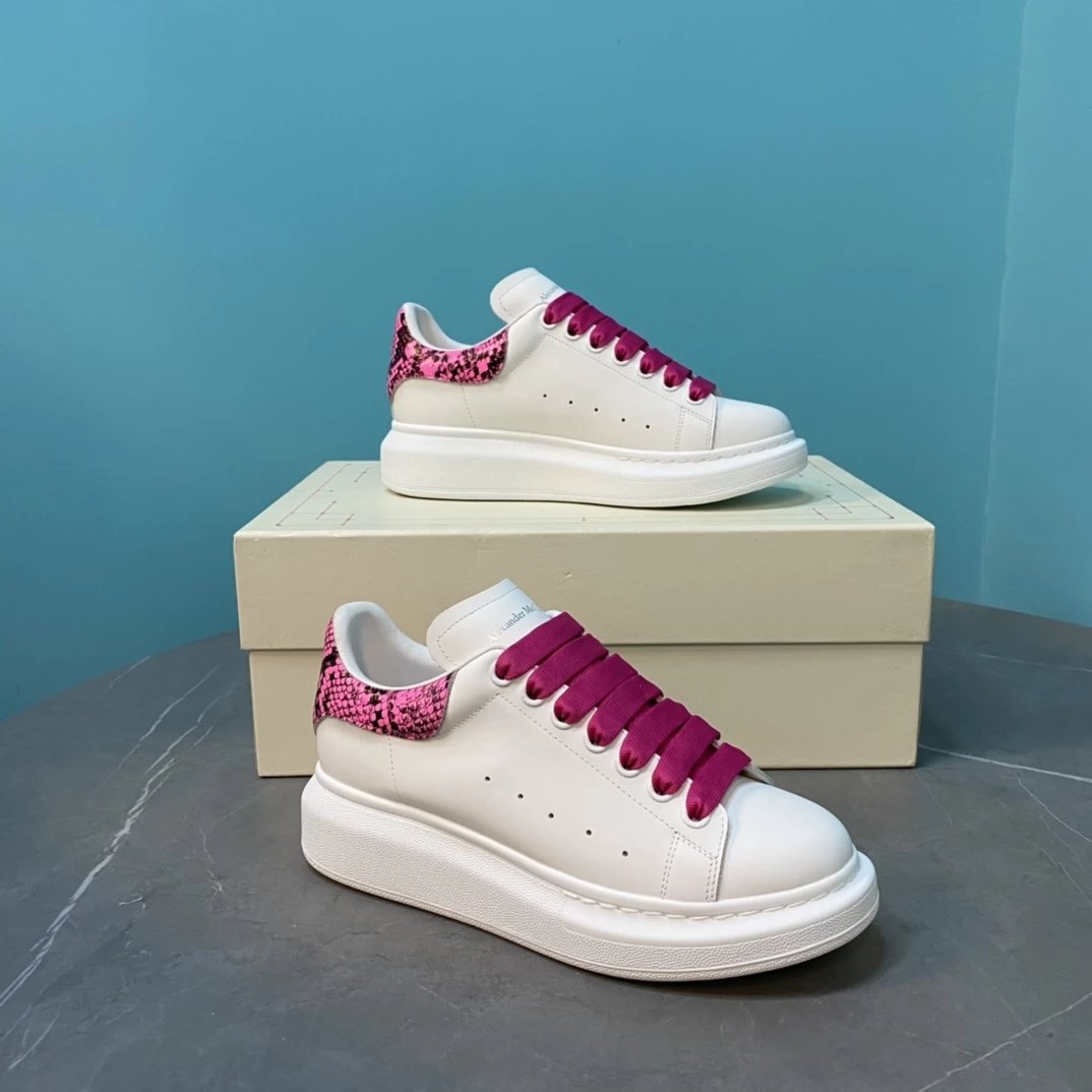 Alexander McQueen White Pink Snake Sneakers
