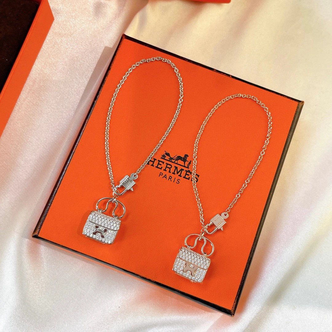 Hermes Crystal Lock Pendant Necklace for Women Jewelry
