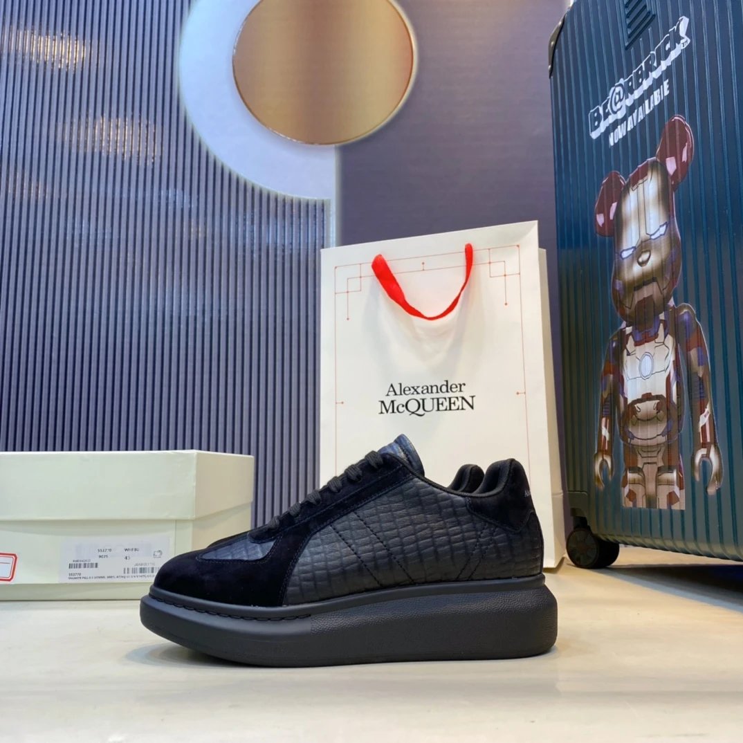 Alexander McQueen Black Crocodile Platform Sneakers
