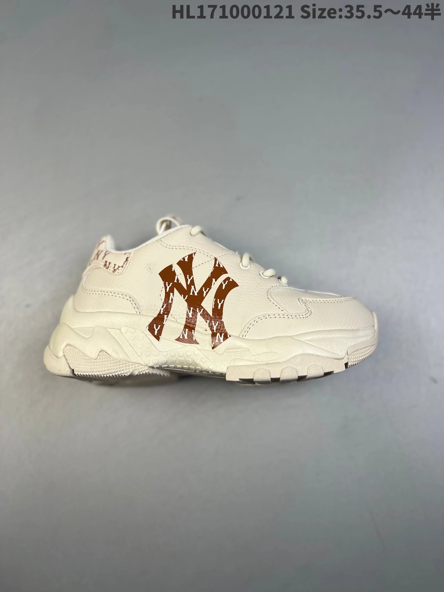 MLB Chunky Sneakers Cream NY Logo Casual Shoes