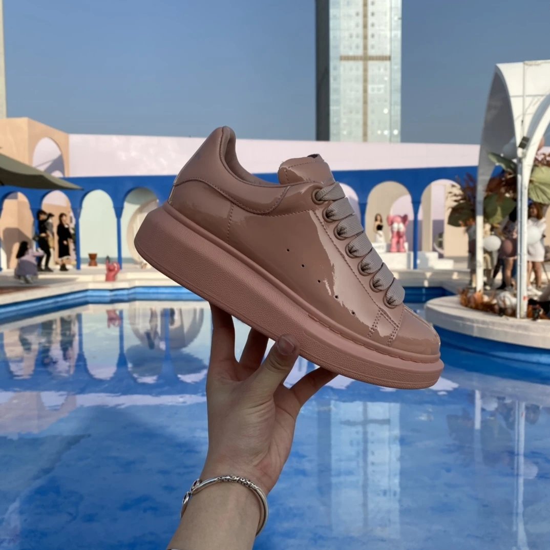 Alexander McQueen Pink Glossy Oversized Sneakers Shoes