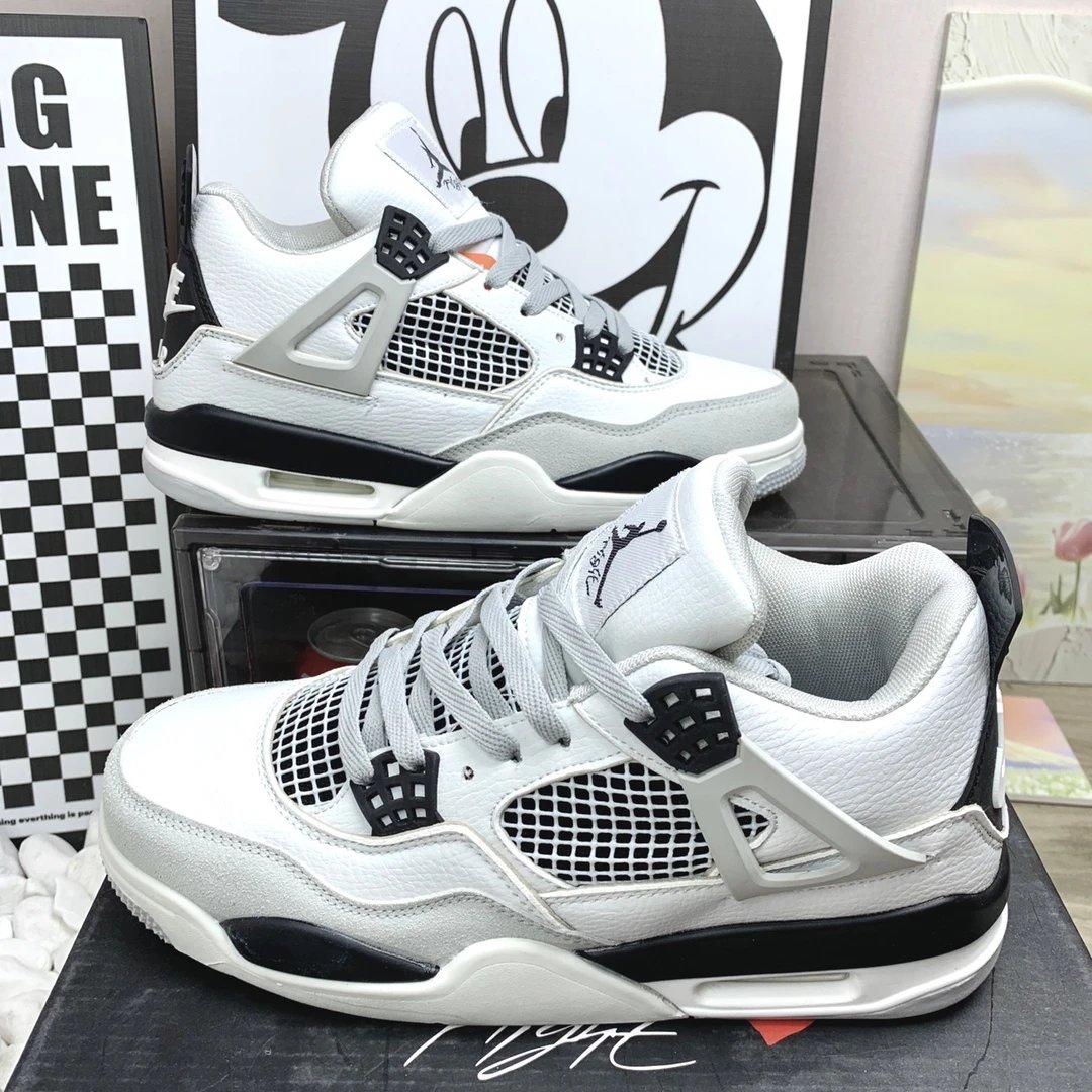 Air Jordan 4 Retro White Black Grey Sneakers