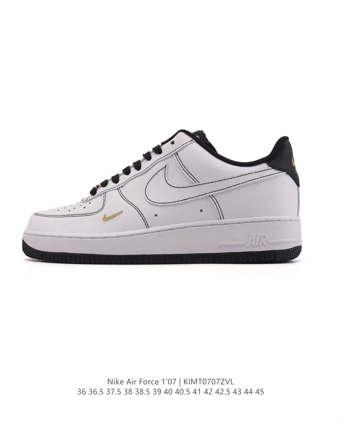 Nike Air Force 1’07 White Black Gold Sneakers