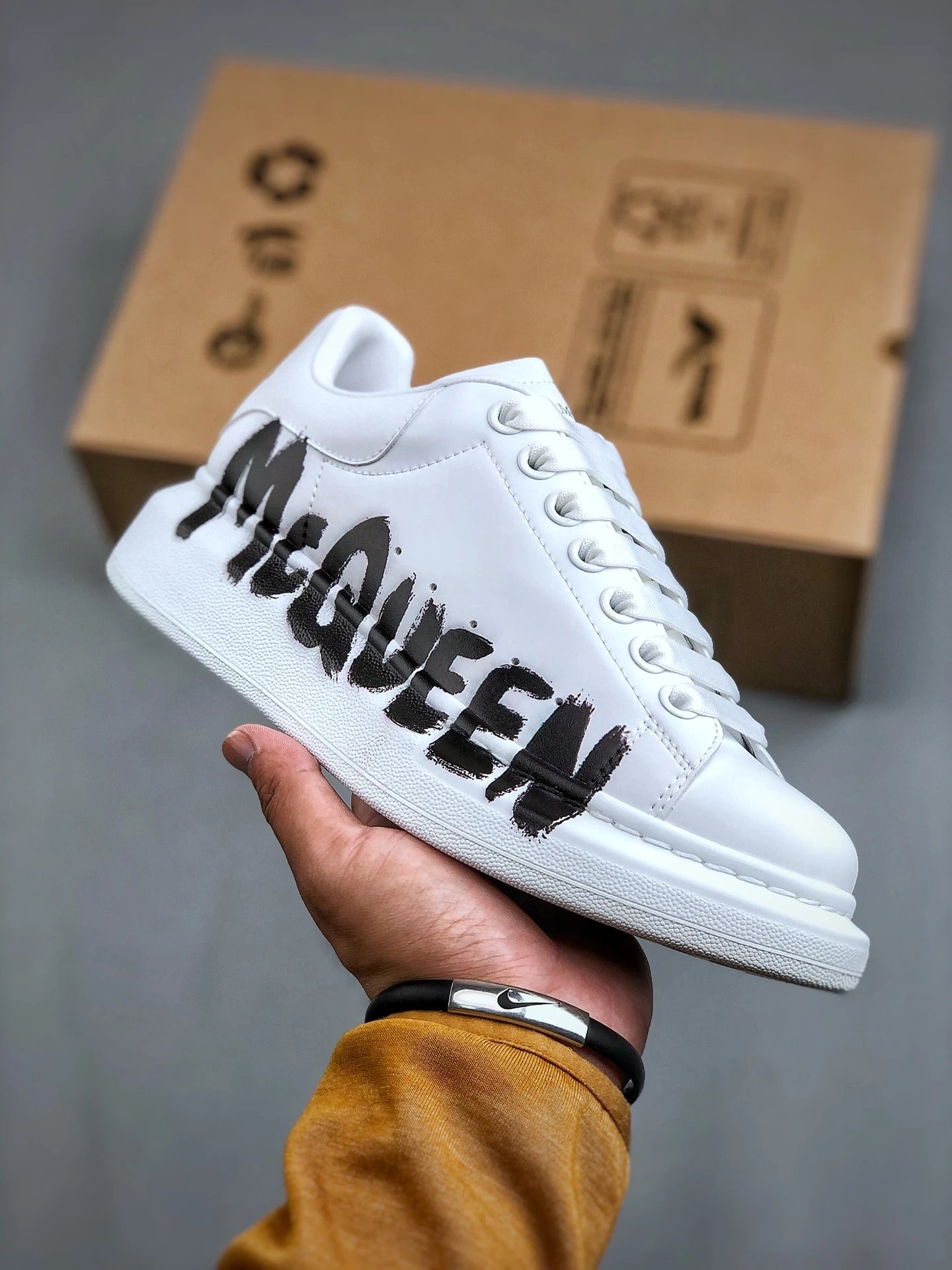 Alexander McQueen White Leather Logo Sneakers