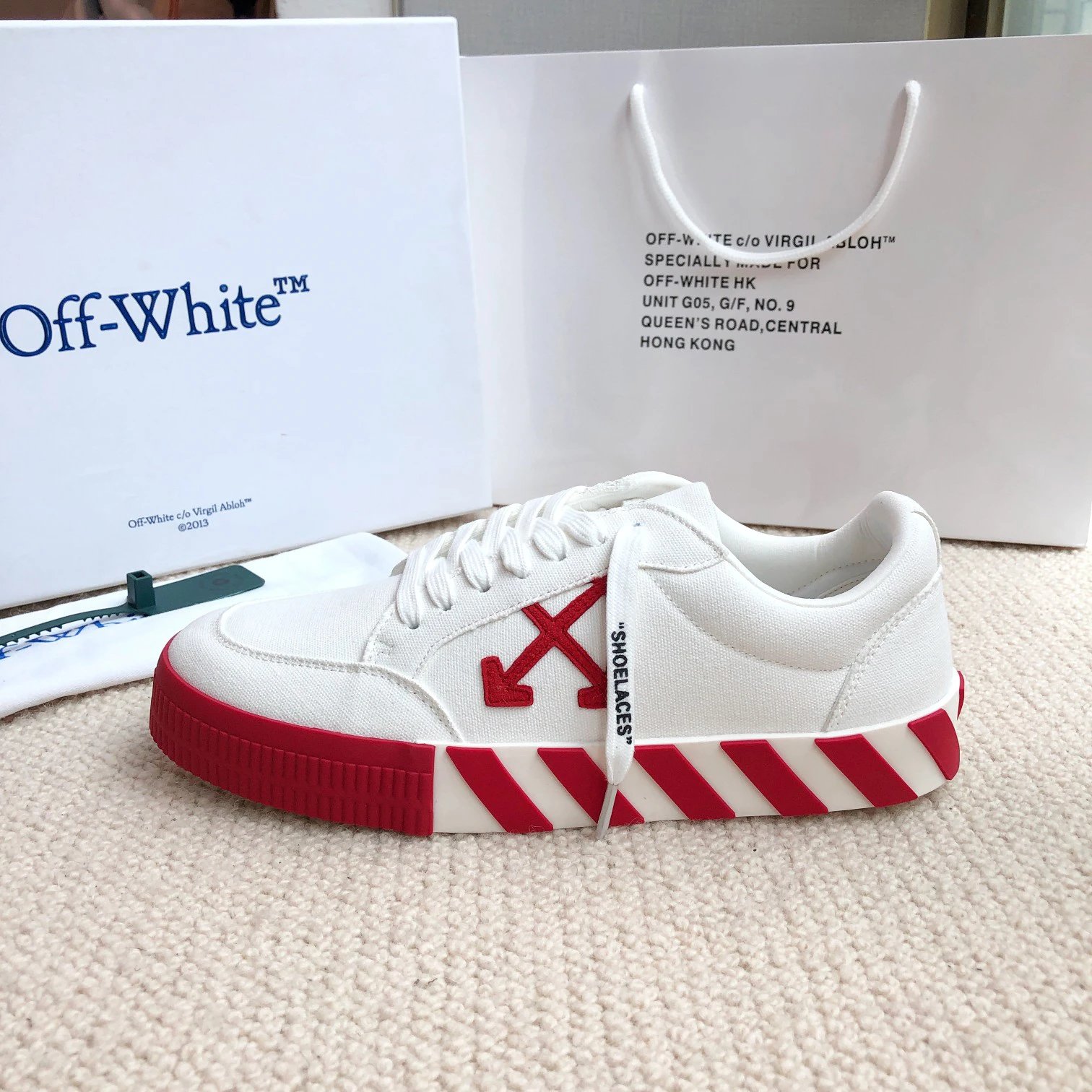 Off-White Arrow Low Top Red Stripe Sneakers