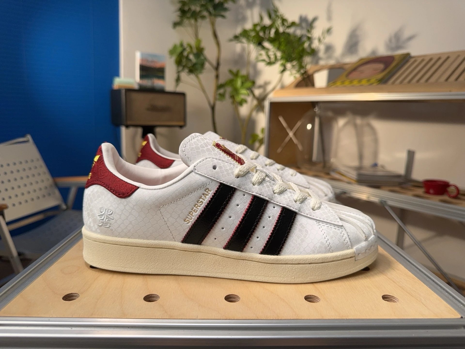 Adidas Superstar White Shoes Red Black Stripes