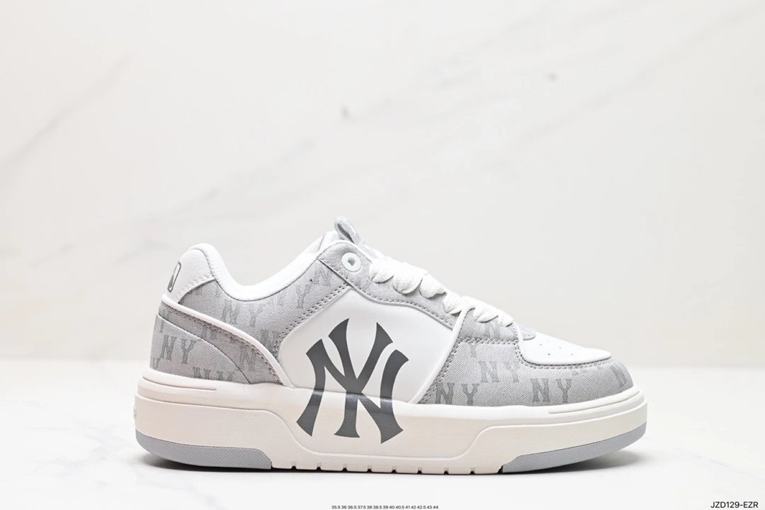 MLB Gray White NY Logo Casual Walking Sneakers