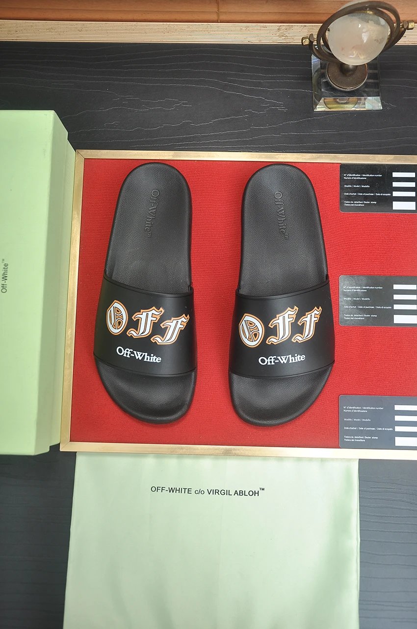 Off-White Men Black Slide Sandals Summer Casual Shoes