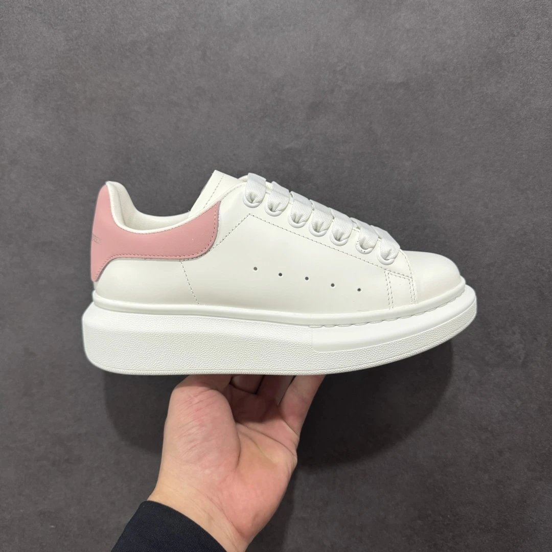Alexander McQueen White Pink Leather Sneakers
