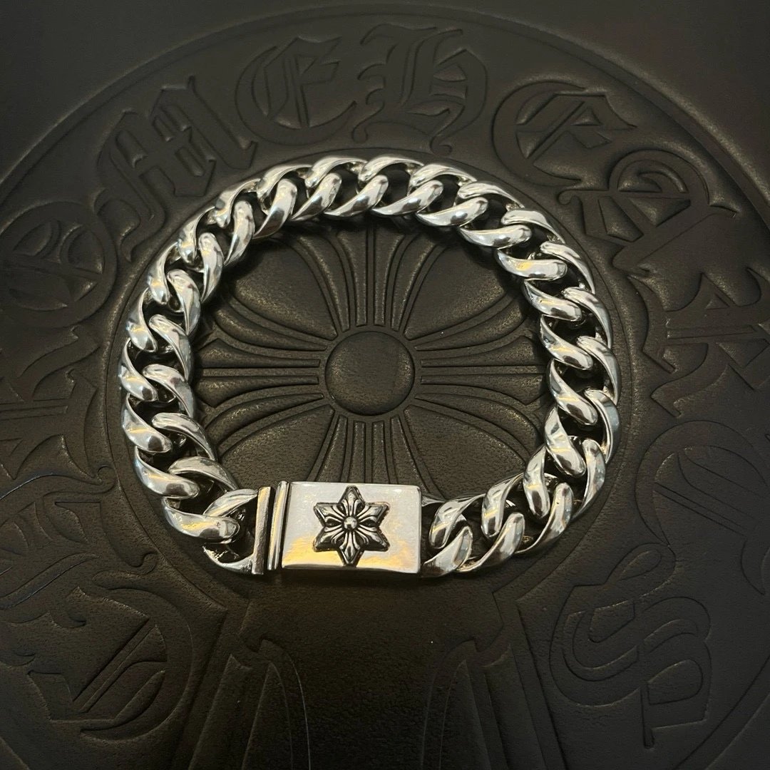 Chrome Hearts Silver Chain Bracelet Gothic Jewelry