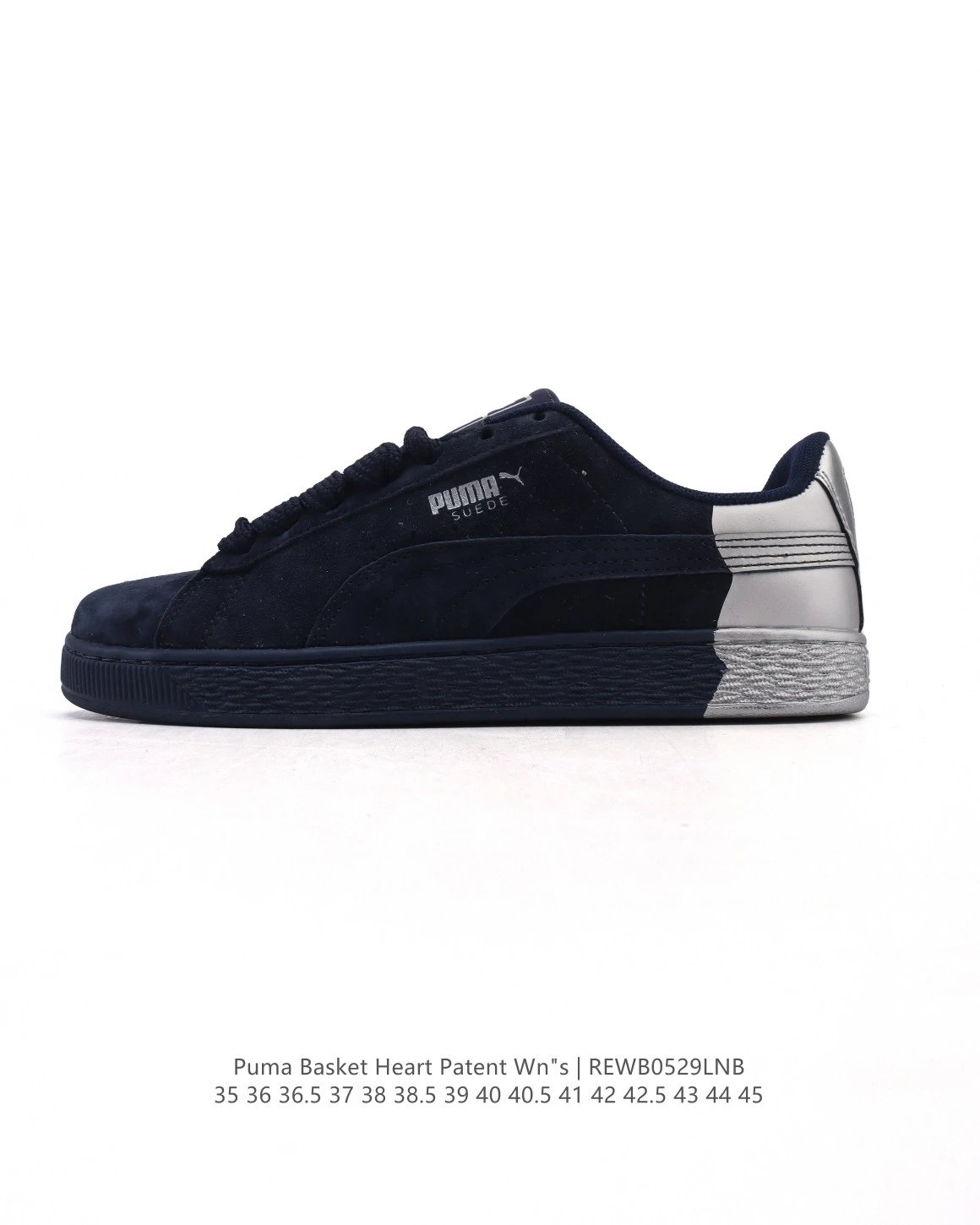 Puma Basket Heart Patent Wn’s Suede Silver Casual Sneakers