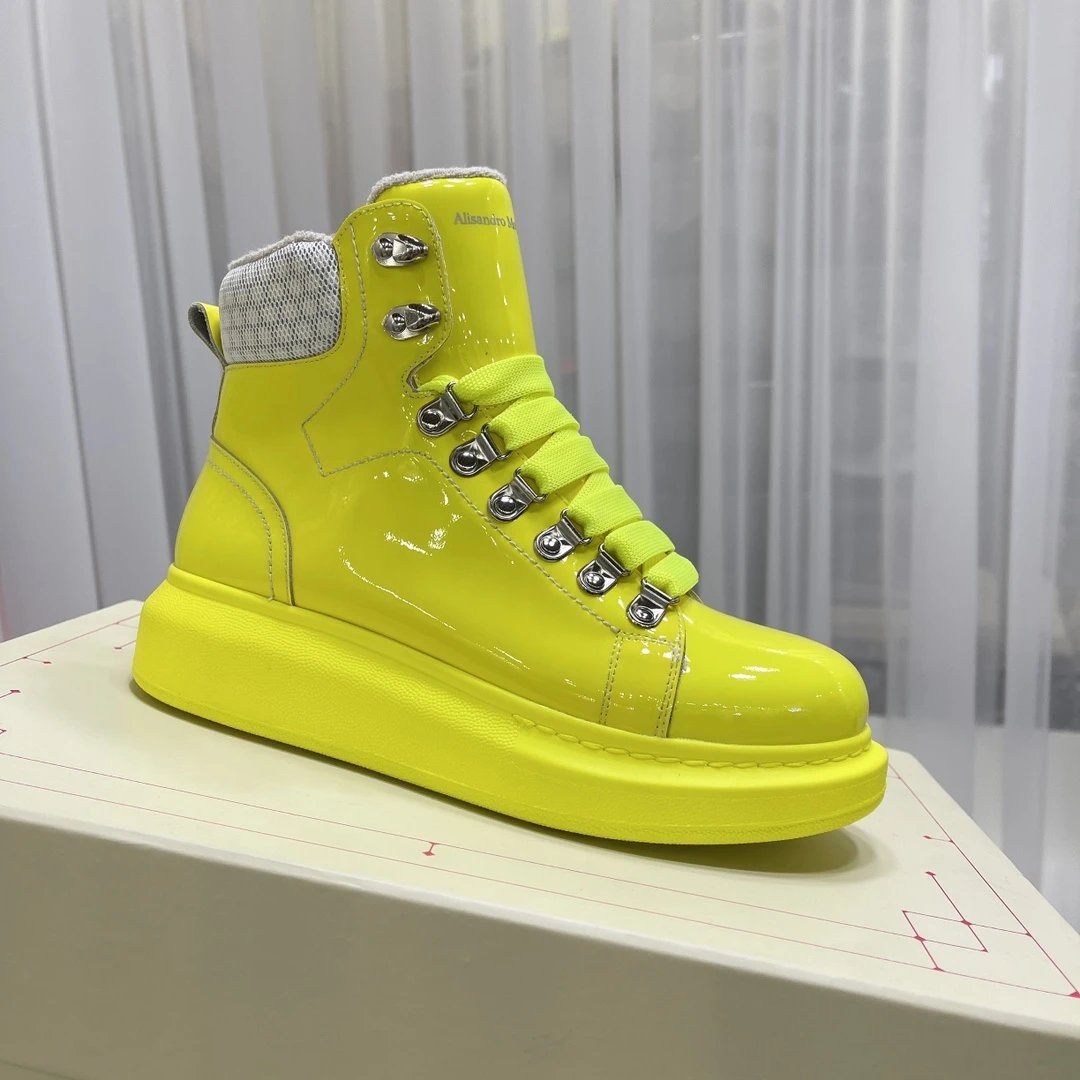Alexander McQueen Neon Yellow High Top Sneakers