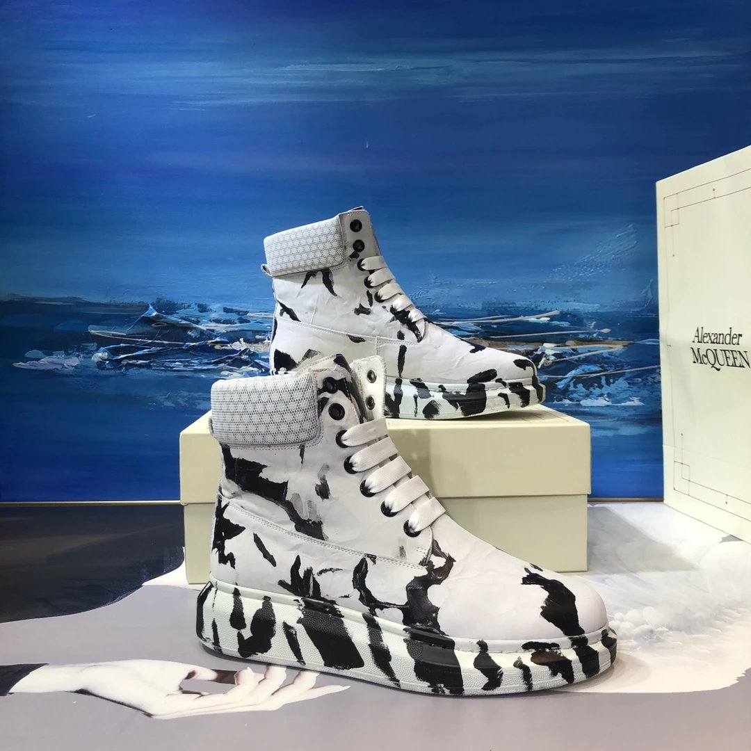 Alexander McQueen Black White High Top Sneakers