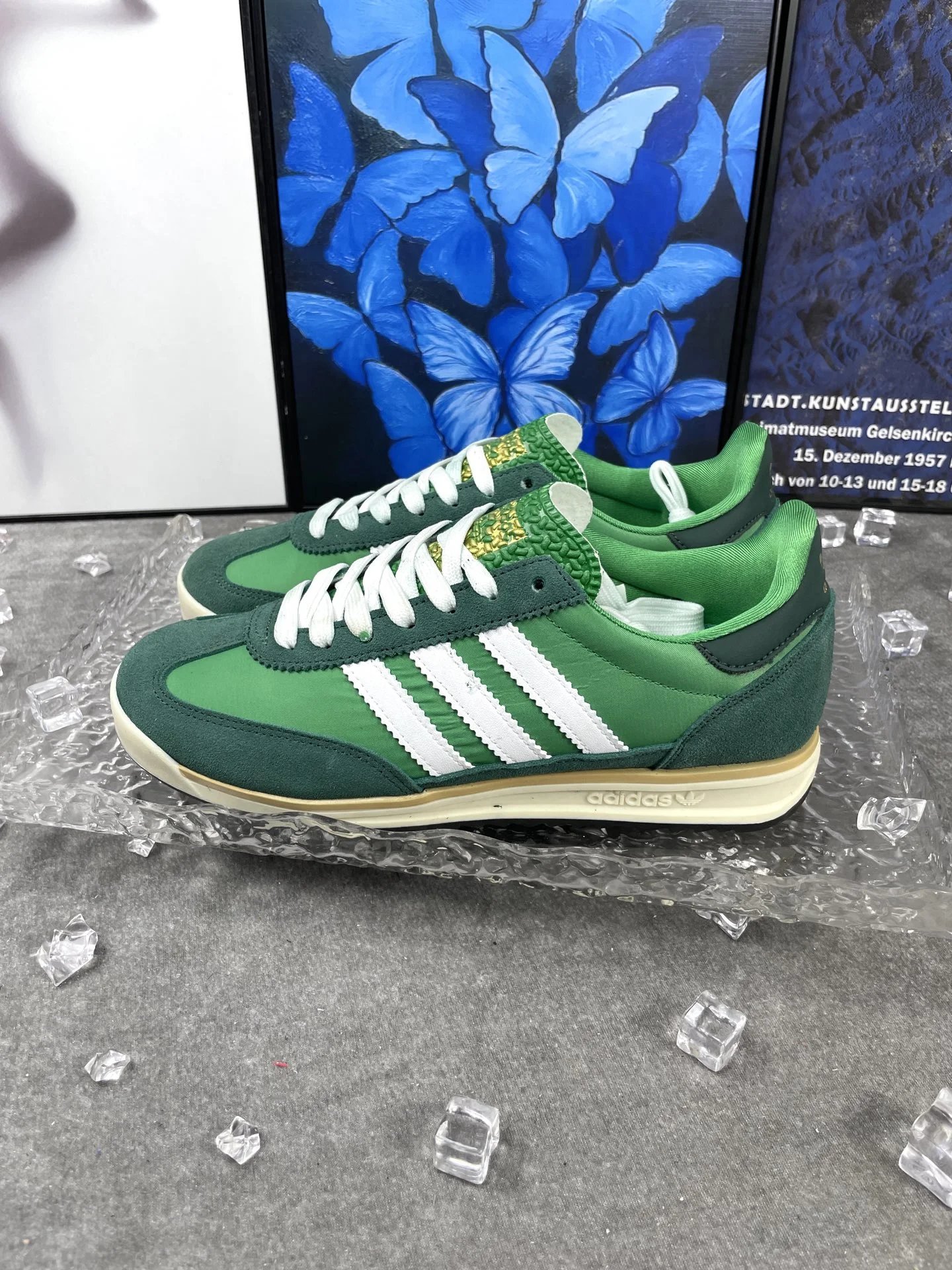 Adidas Green Retro Suede Nylon Sneakers Classic Shoes