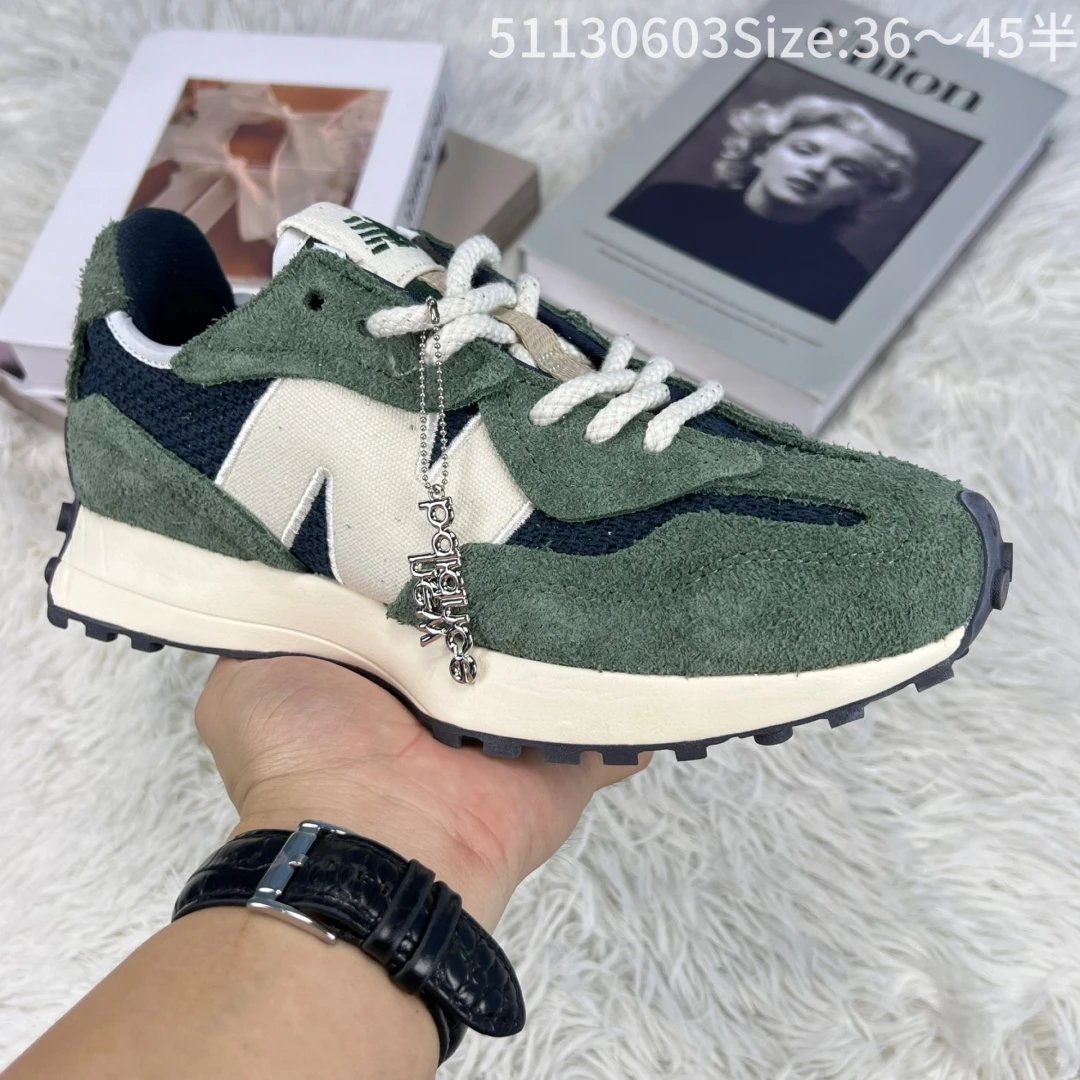 New Balance Retro Green Navy Suede Running Shoes