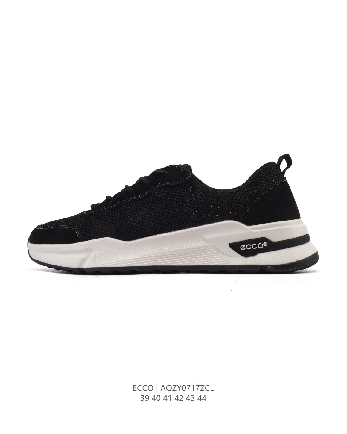 ECCO Men's Black Mesh Walking Sneakers AQZY0717ZCL