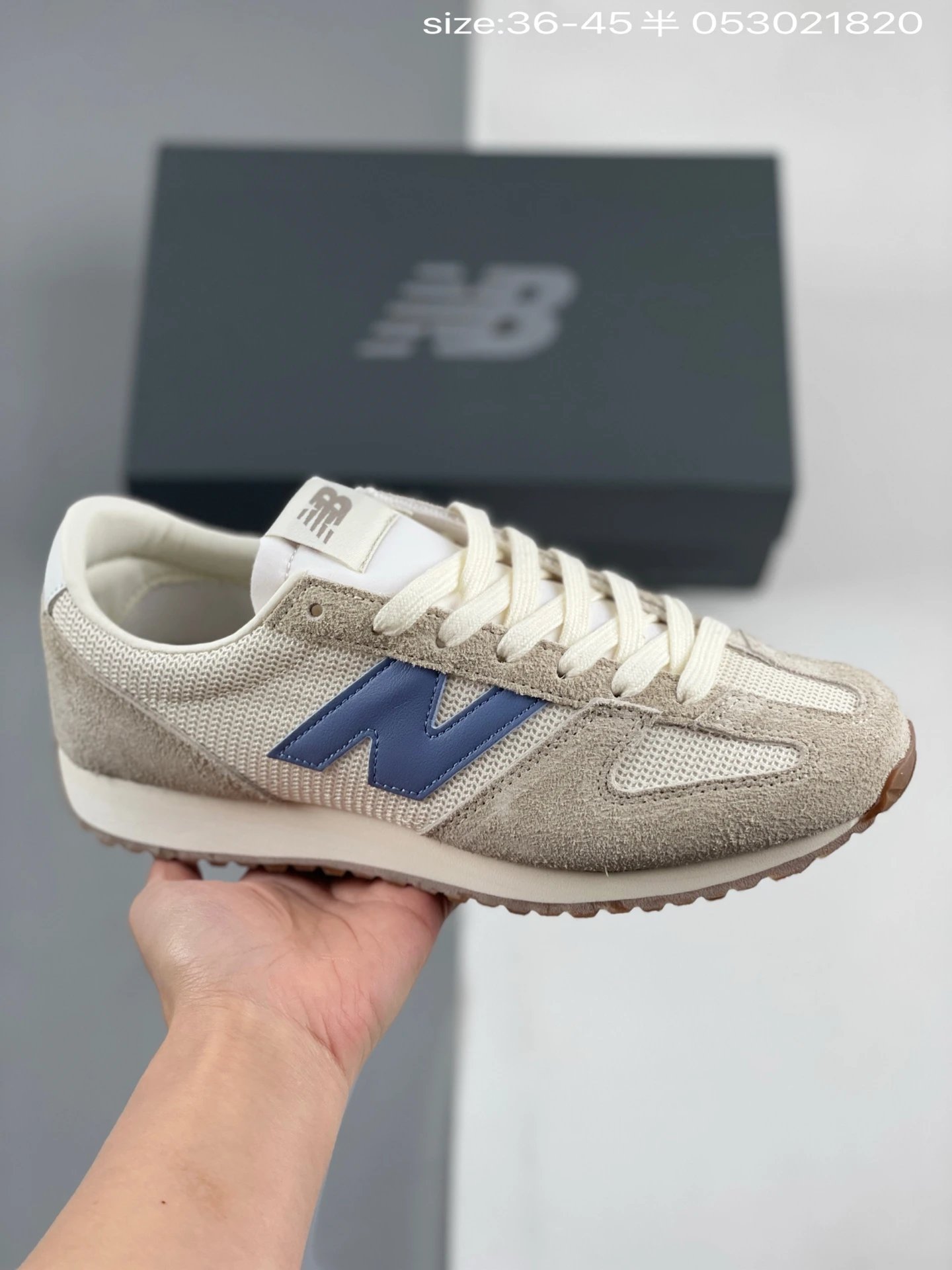 New Balance Retro Beige Blue Running Shoes 36-45