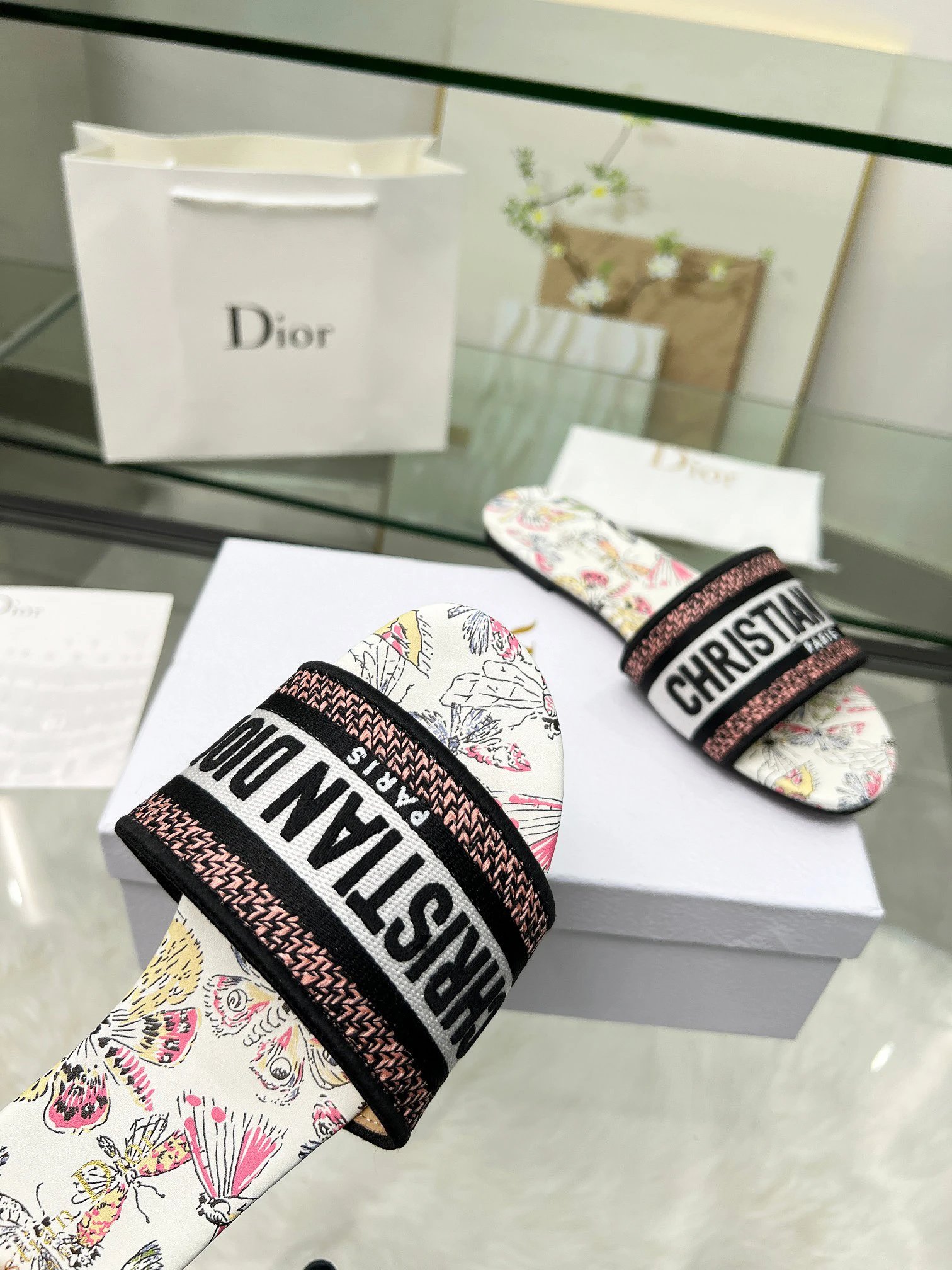 Dior Floral Slide Sandals Women Summer Comfort