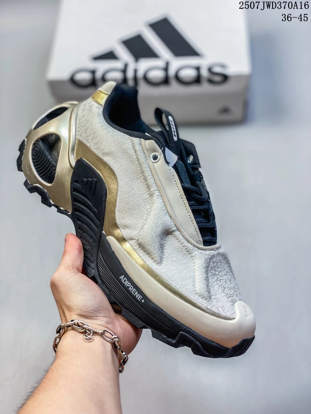 Adidas Retro Running Shoes Gold White ADIPRENE+ Comfort