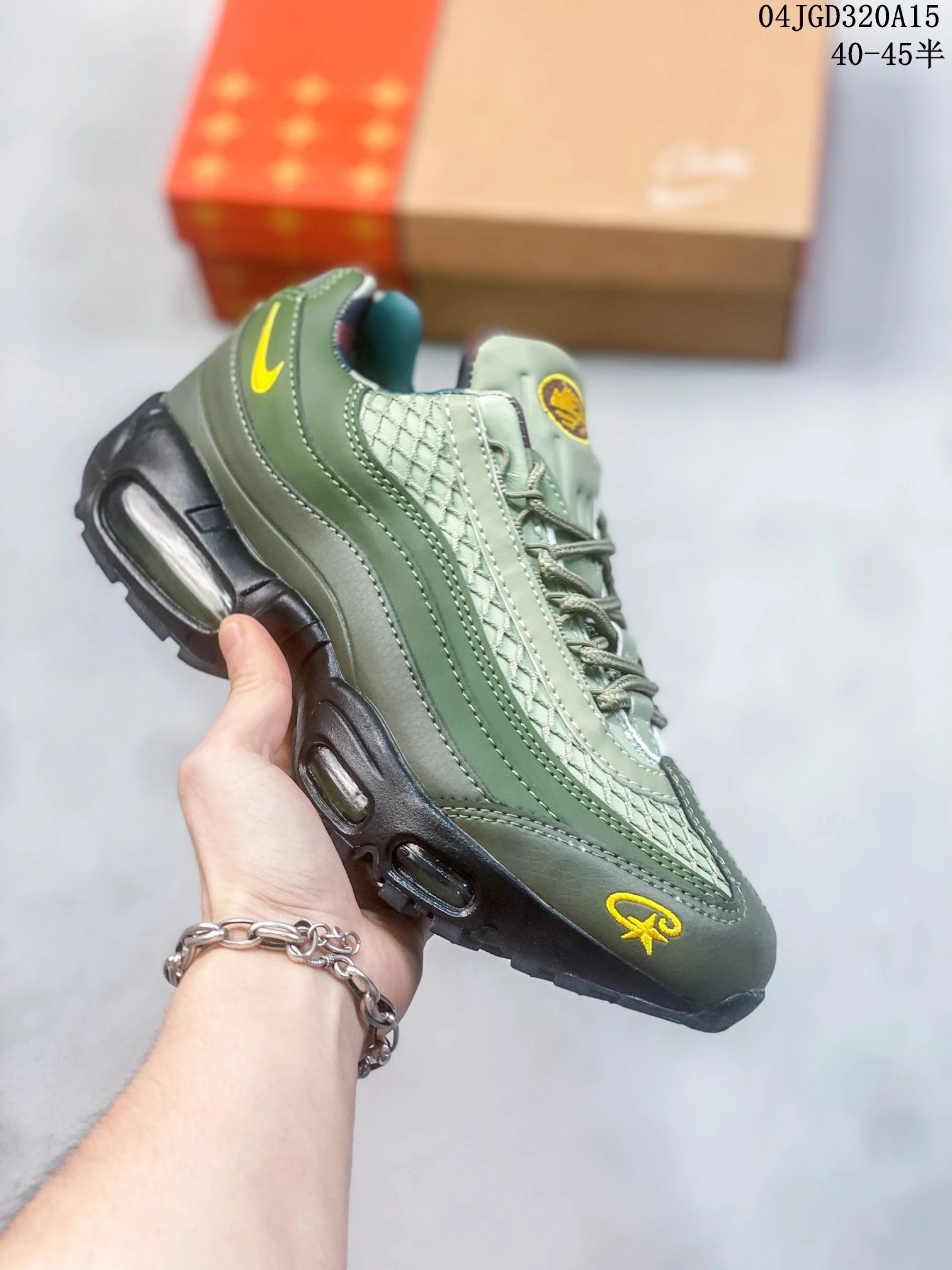 Nike Air Max 95 Green Leather Mesh Running Shoes