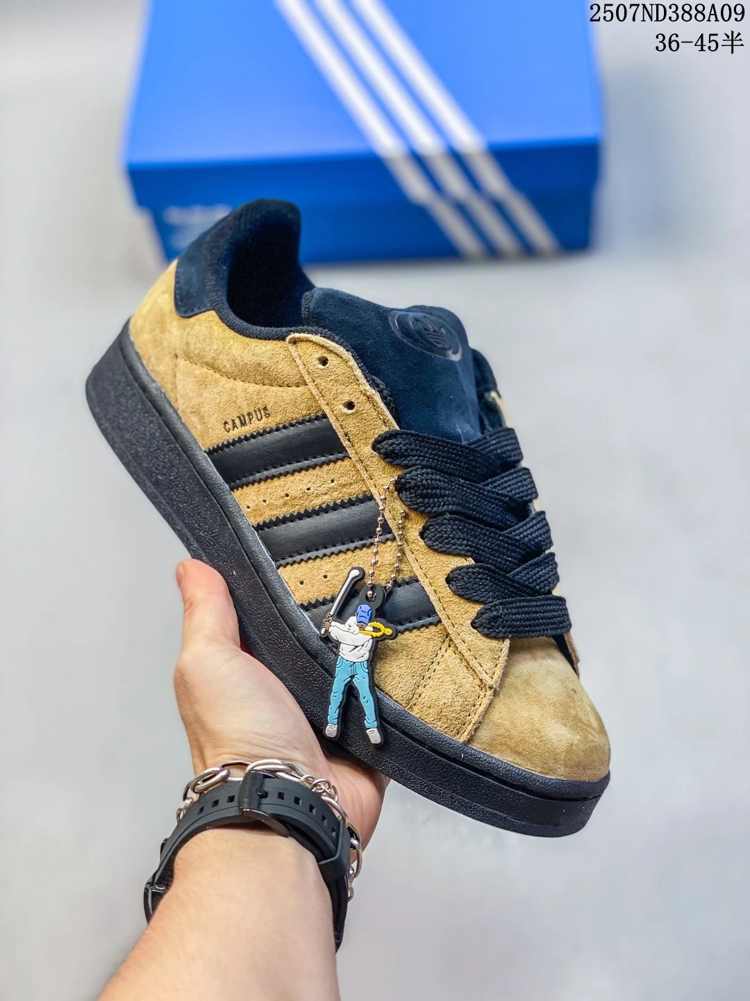 Adidas Campus Suede Retro Sneakers Black Stripes Shoes