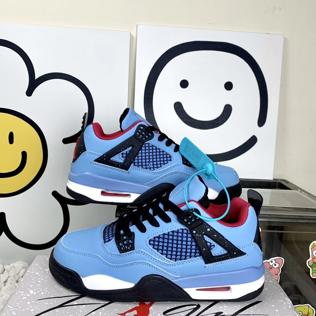 Air Jordan 4 Retro Light Blue Black Men Sneakers