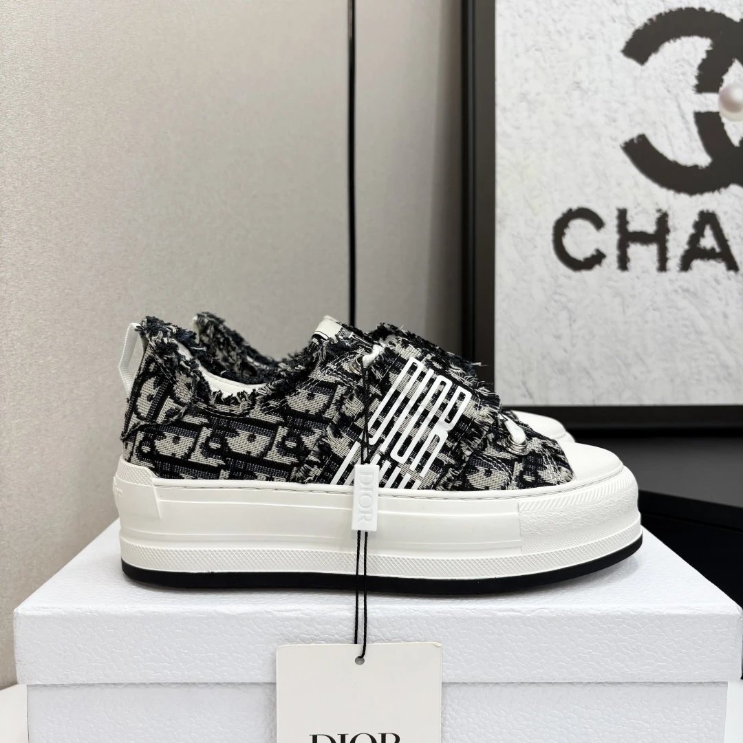 Dior Canvas Sneakers Women Monogram Denim Casual Shoes