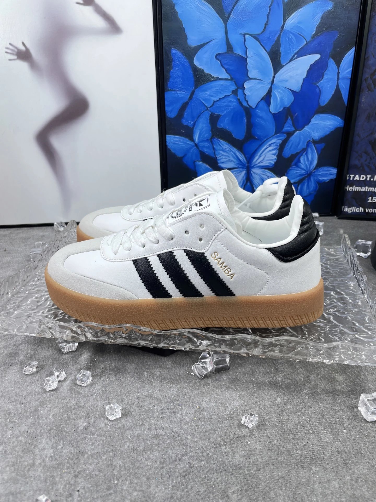 Adidas Samba Classic White Leather Sneakers Gum Sole Shoes