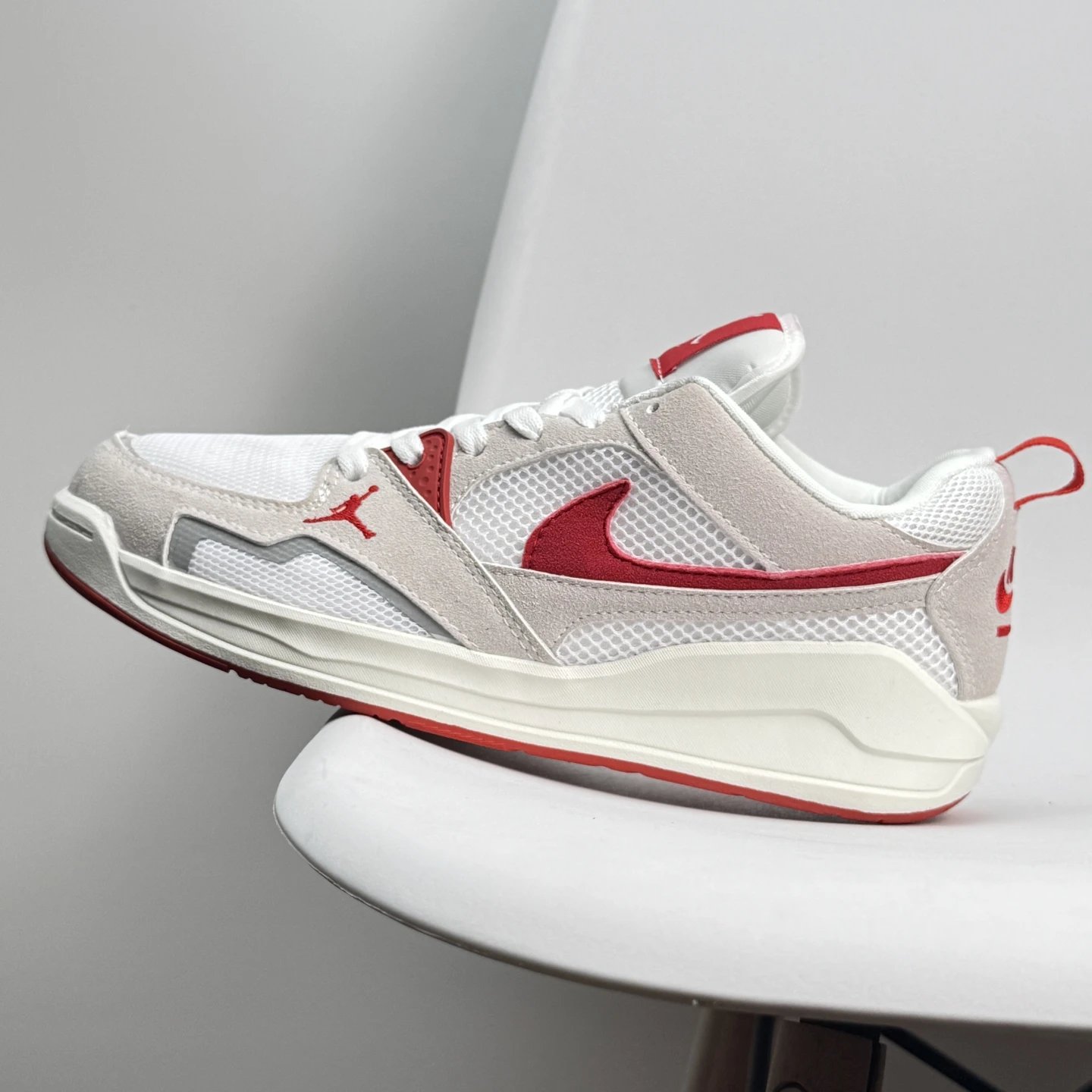 Nike Air Jordan Low White Red Mesh Sneakers