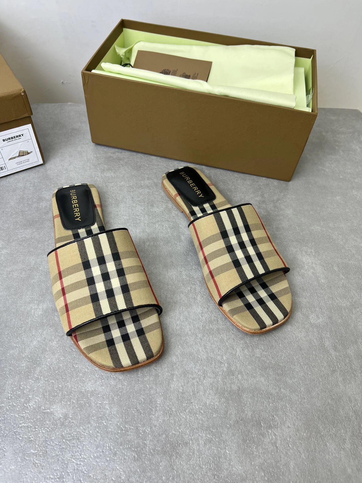 Burberry Vintage Check Beige Women Slide Sandals