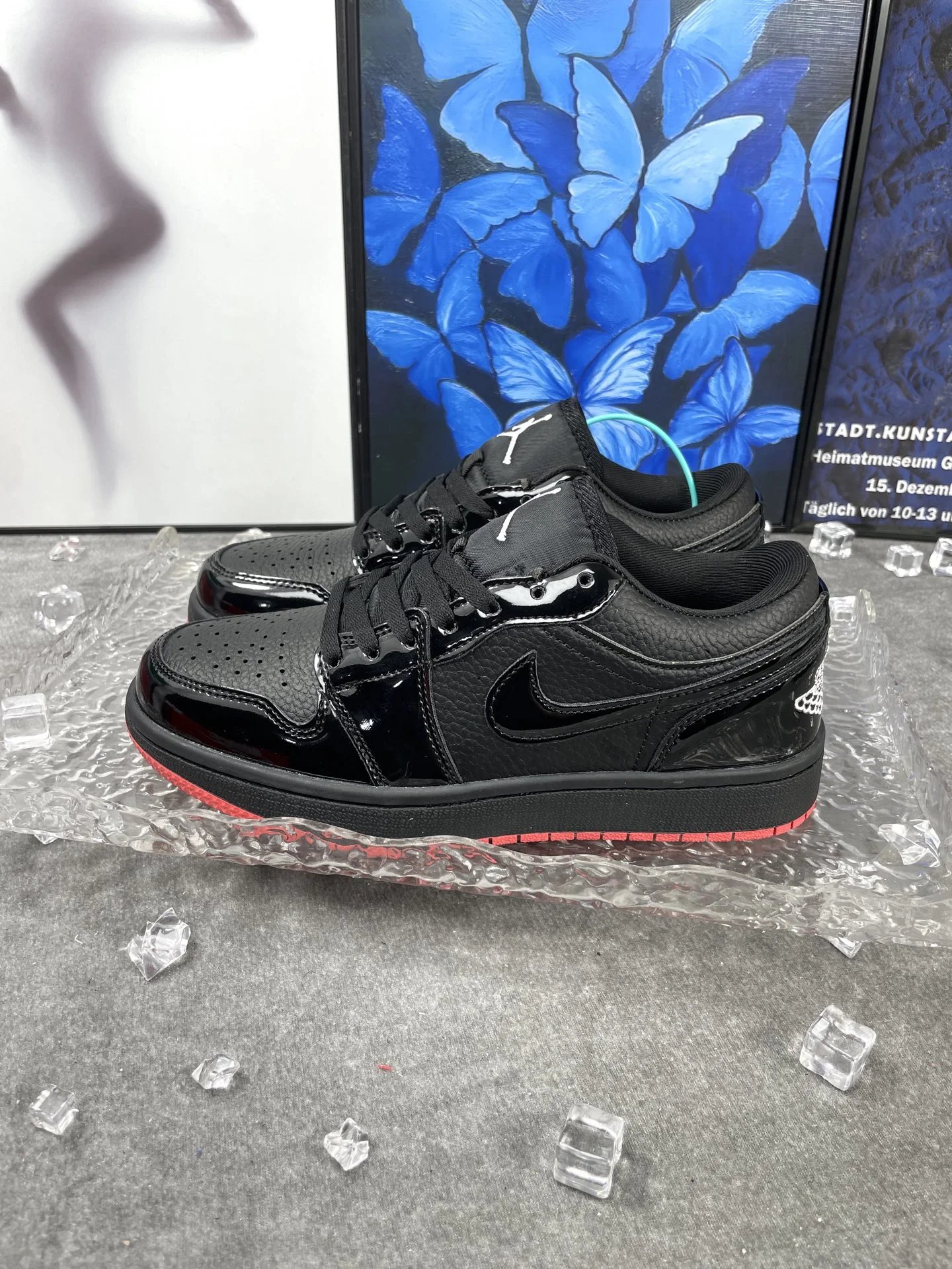 Air Jordan Low Black Red Leather Sneakers Shoes