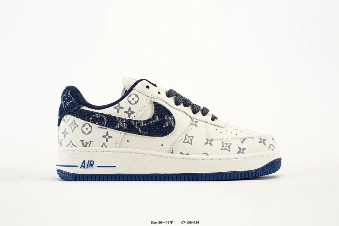 Nike Air Force 1 Blue White Leather Sneakers