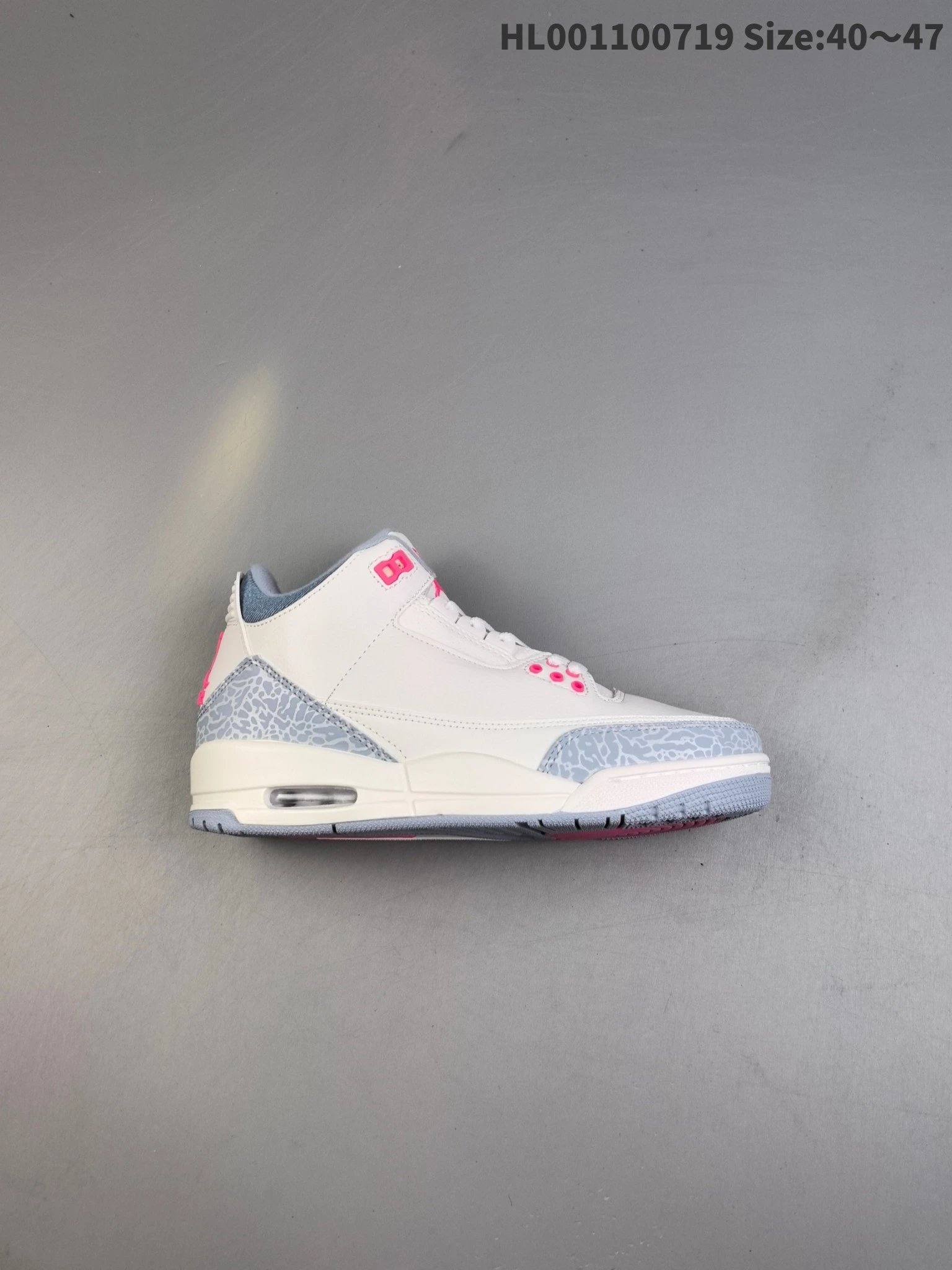 Air Jordan Retro 3 White Gray Pink Men Sneakers