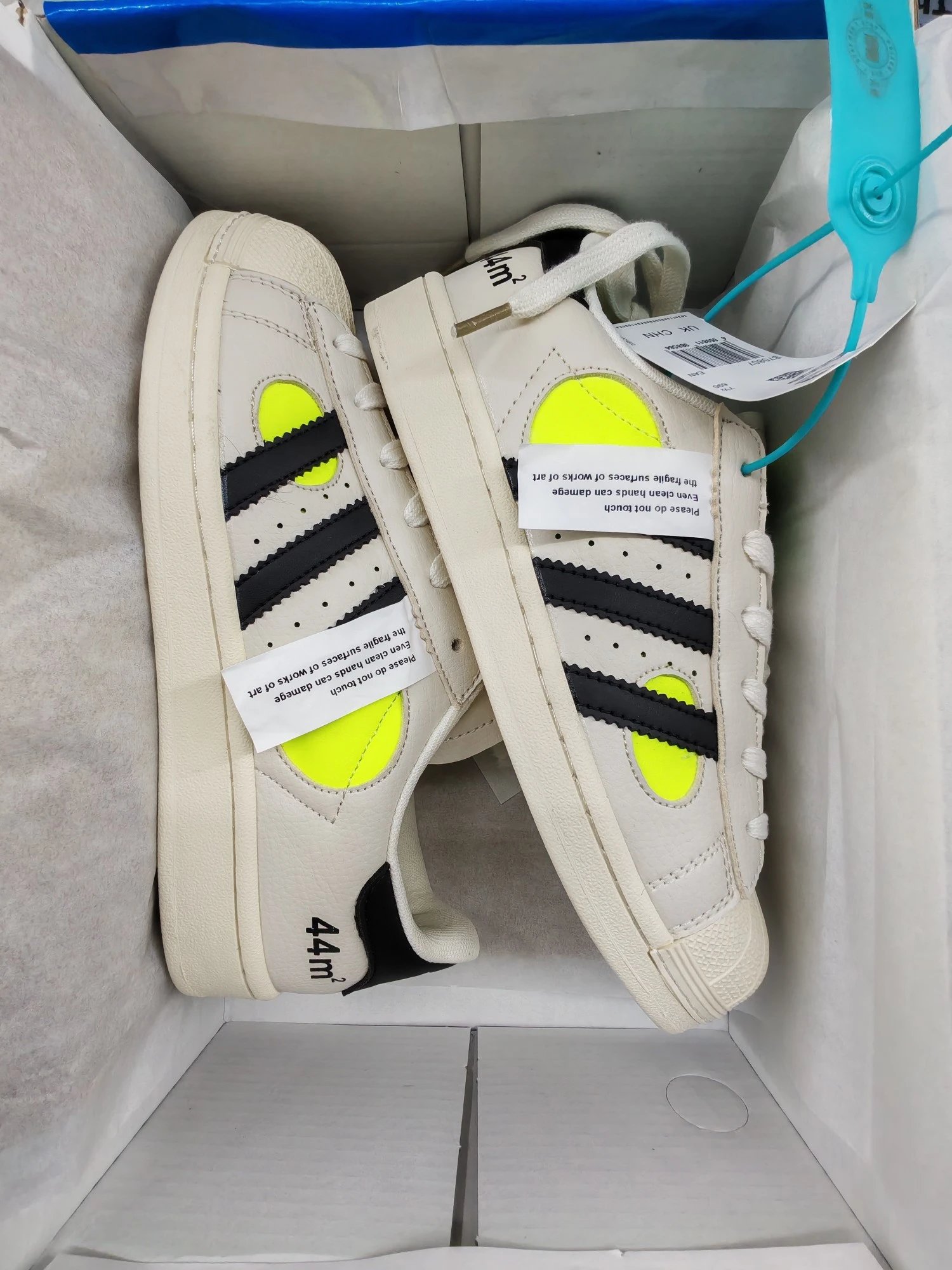 Adidas Retro Beige Neon Yellow Leather Sneakers Shoes