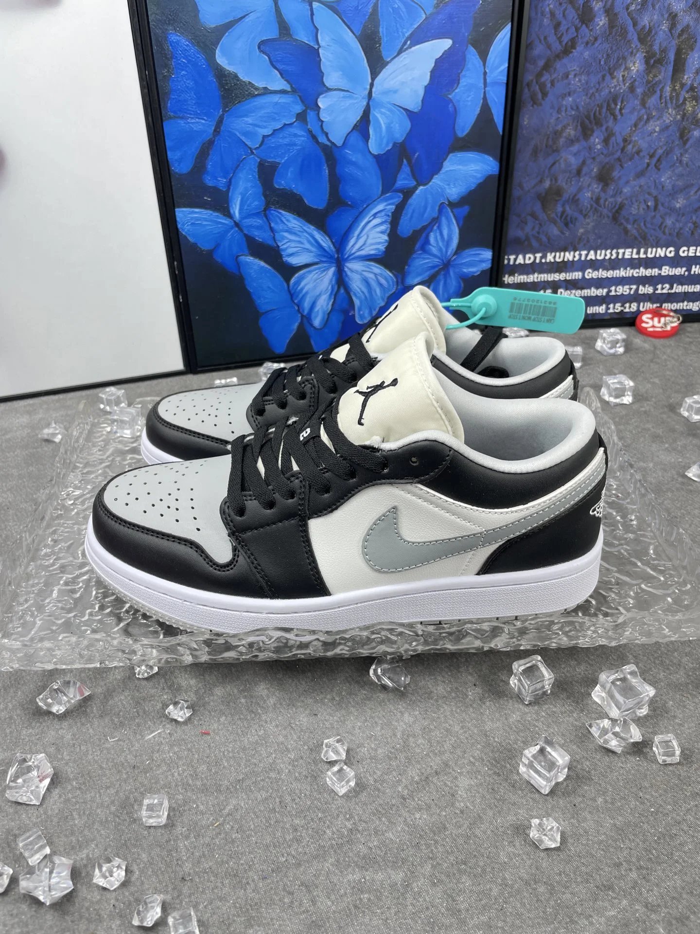 Air Jordan Low Black Gray White Leather Sneakers