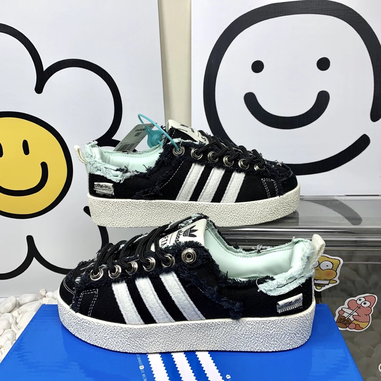 Adidas Vintage Distressed Canvas Sneakers Unisex Street Style