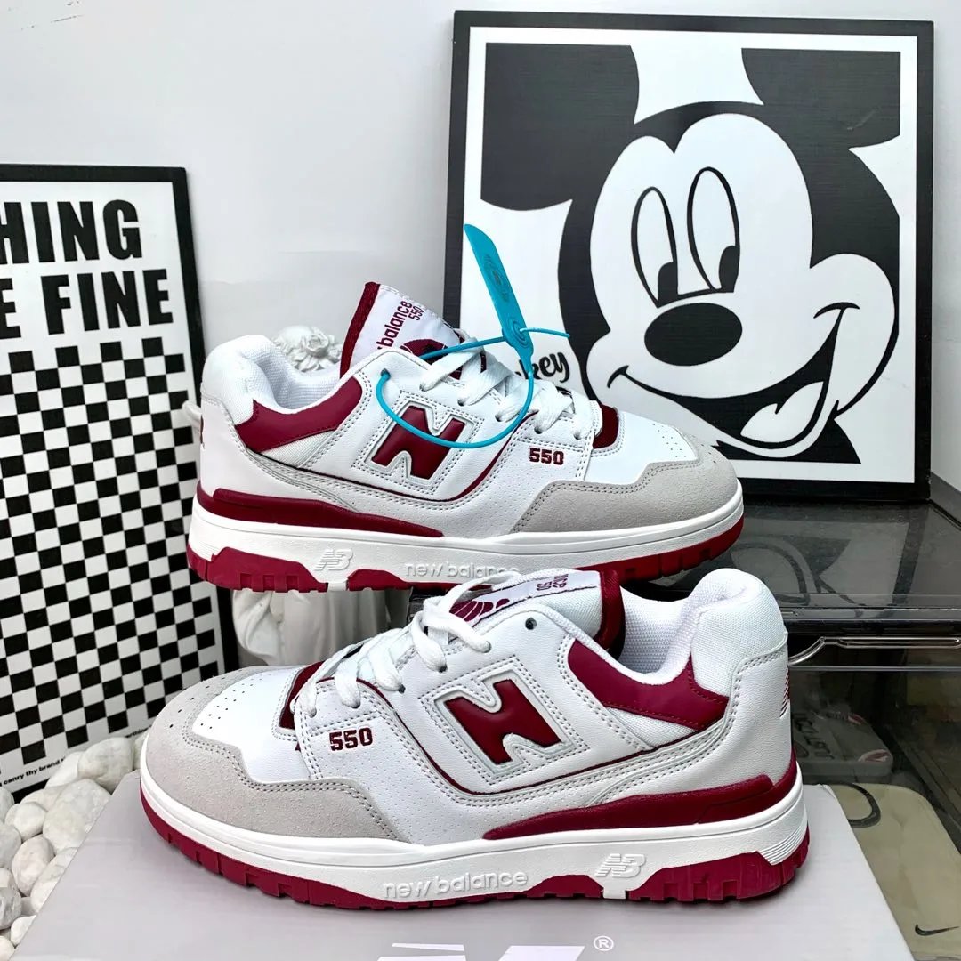 New Balance 550 White Red Retro Casual Sneakers