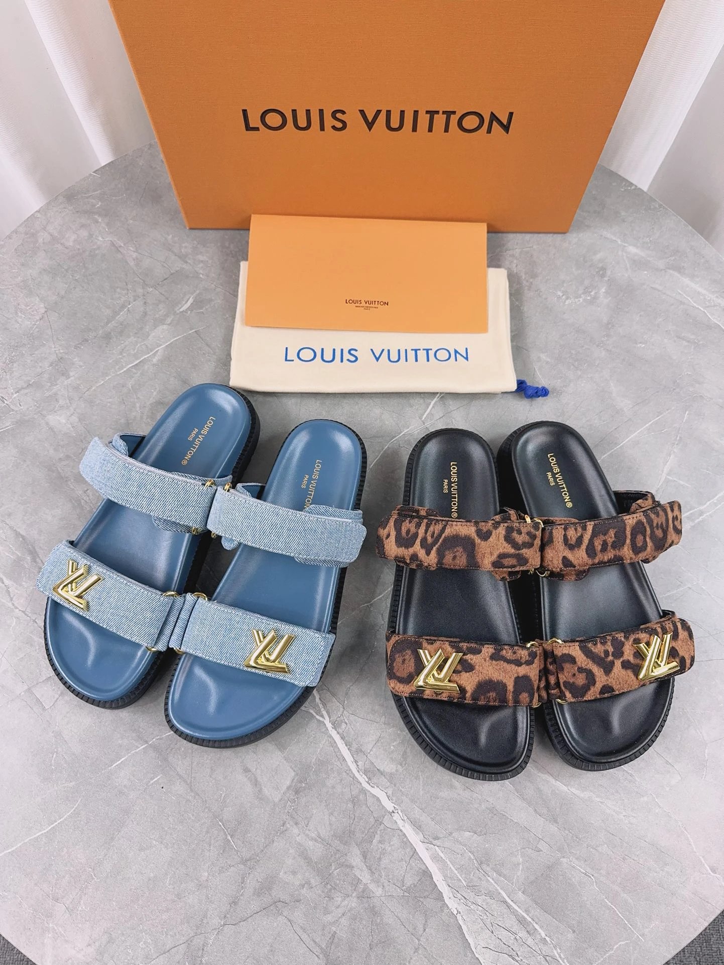 Louis Vuitton Women Sandals Denim Leopard Summer