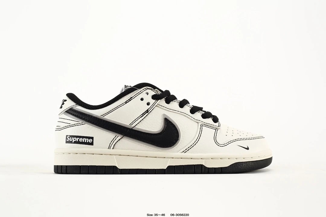 Nike Supreme Low Top Black White Leather Sneakers