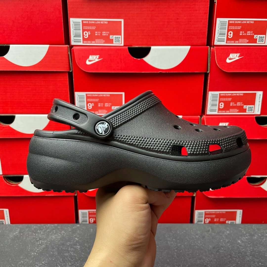 Crocs Platform Clogs Black Foam Slip-On Sandals