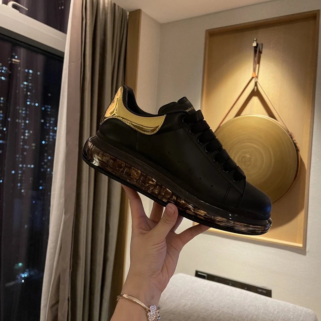 Alexander McQueen Black Gold Transparent Sole Sneakers