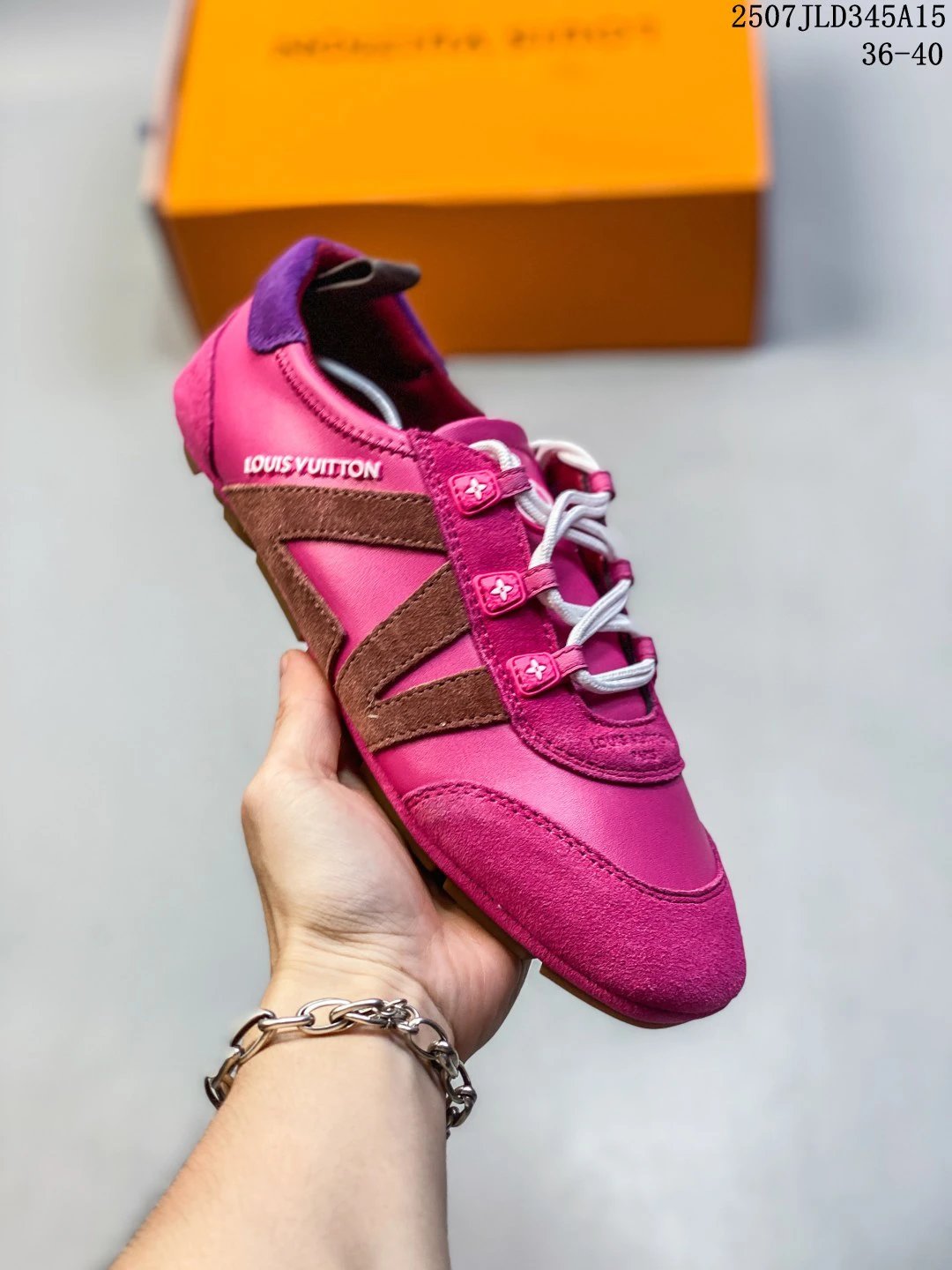 Louis Vuitton Pink Leather Suede Women Sneakers 36-40