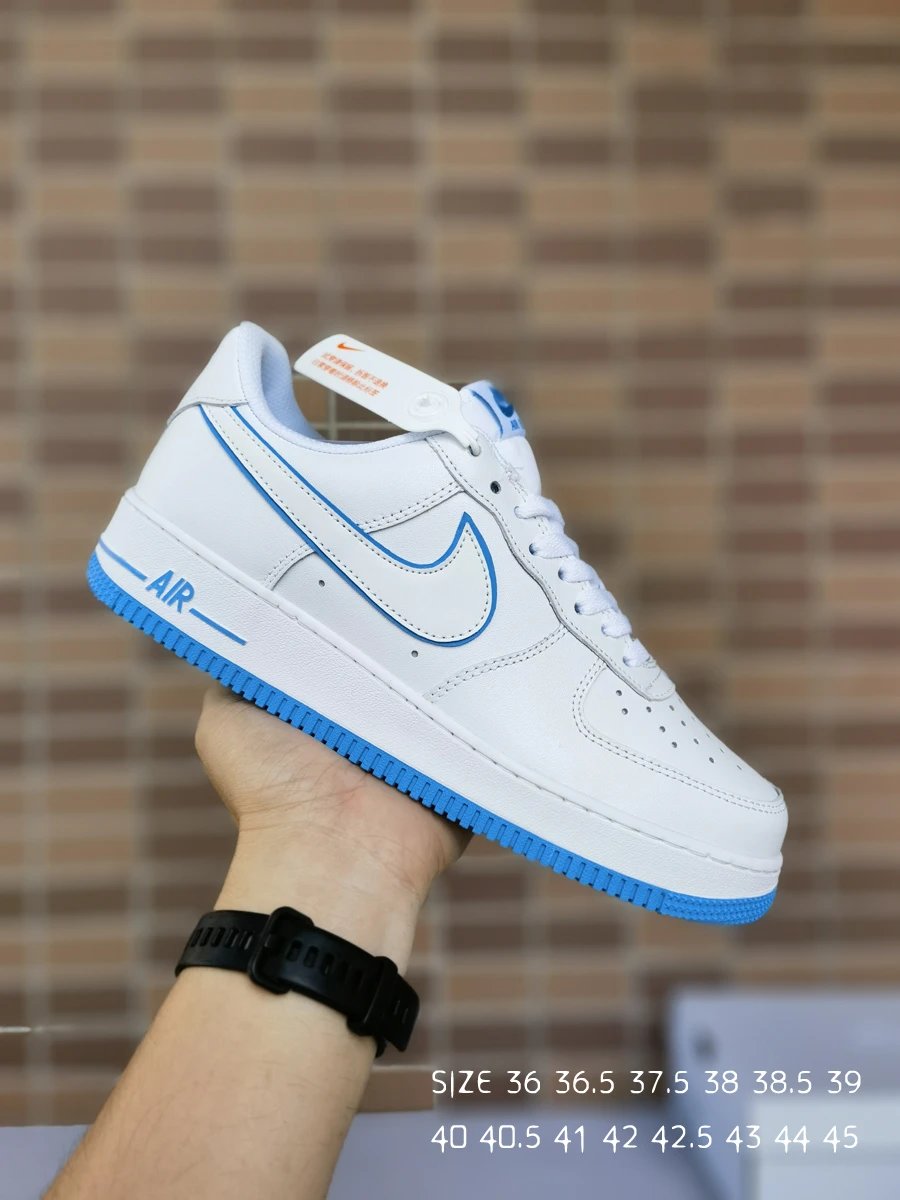 Nike Air Force 1 White Blue Low Top Sneakers