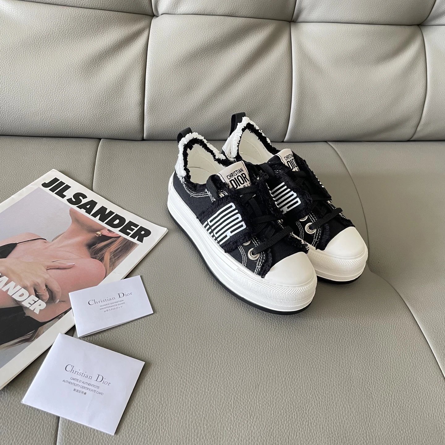 Christian Dior Women Canvas Sneakers Black White Shoes