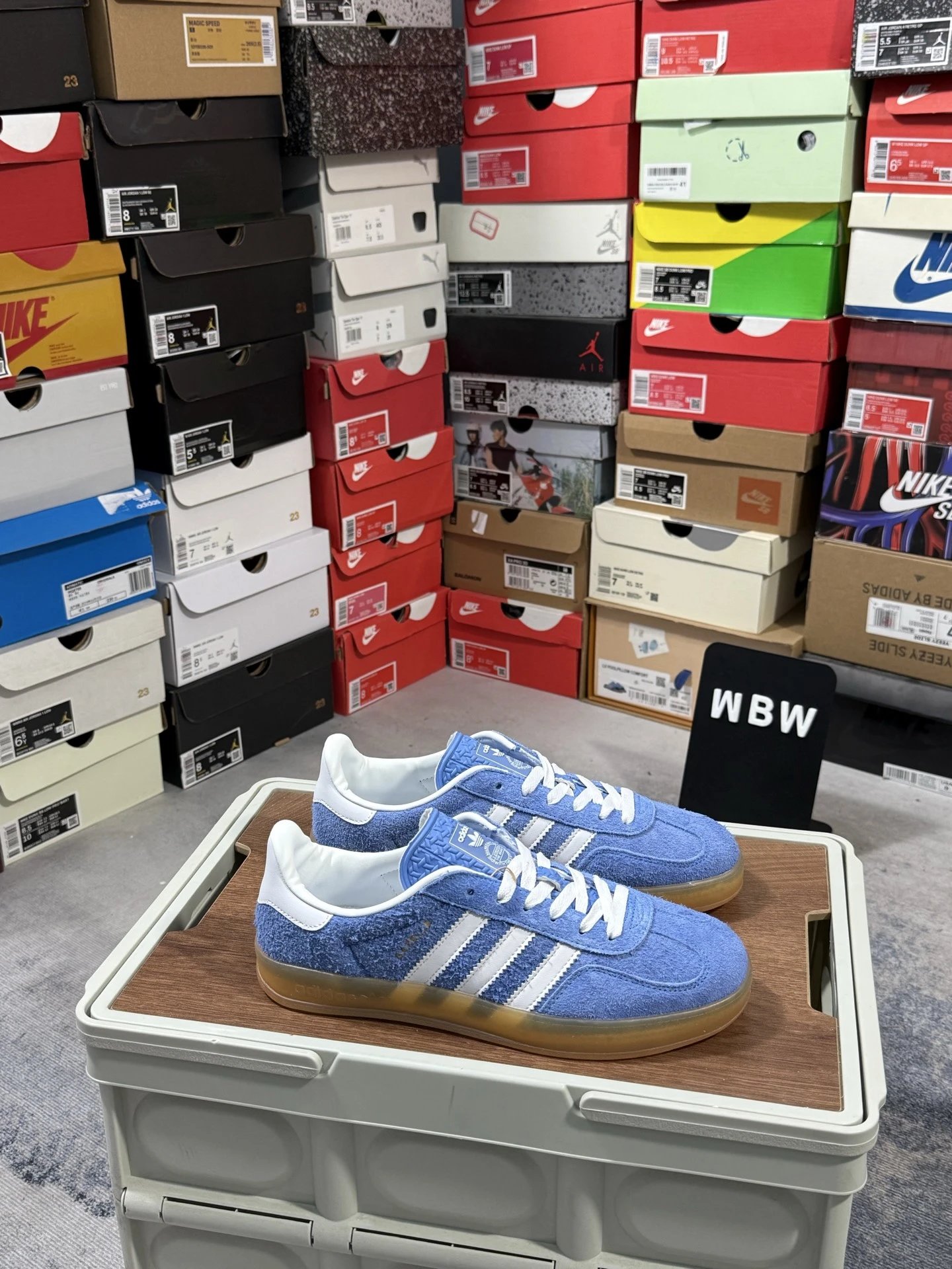 Adidas Blue Suede Retro Sneakers Men Gum Sole